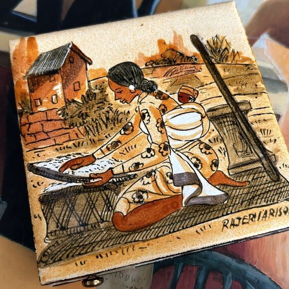 Tile Handmade  Match Storage Box 4 Drawers Strikers, no matches, 4.5x4.5” - Picture 5 of 5